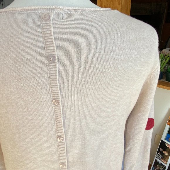 Parkhurst Embroidered Polka Dot Artsy Knit Sweater Button Back Art Deco Fall -M - Picture 9 of 13